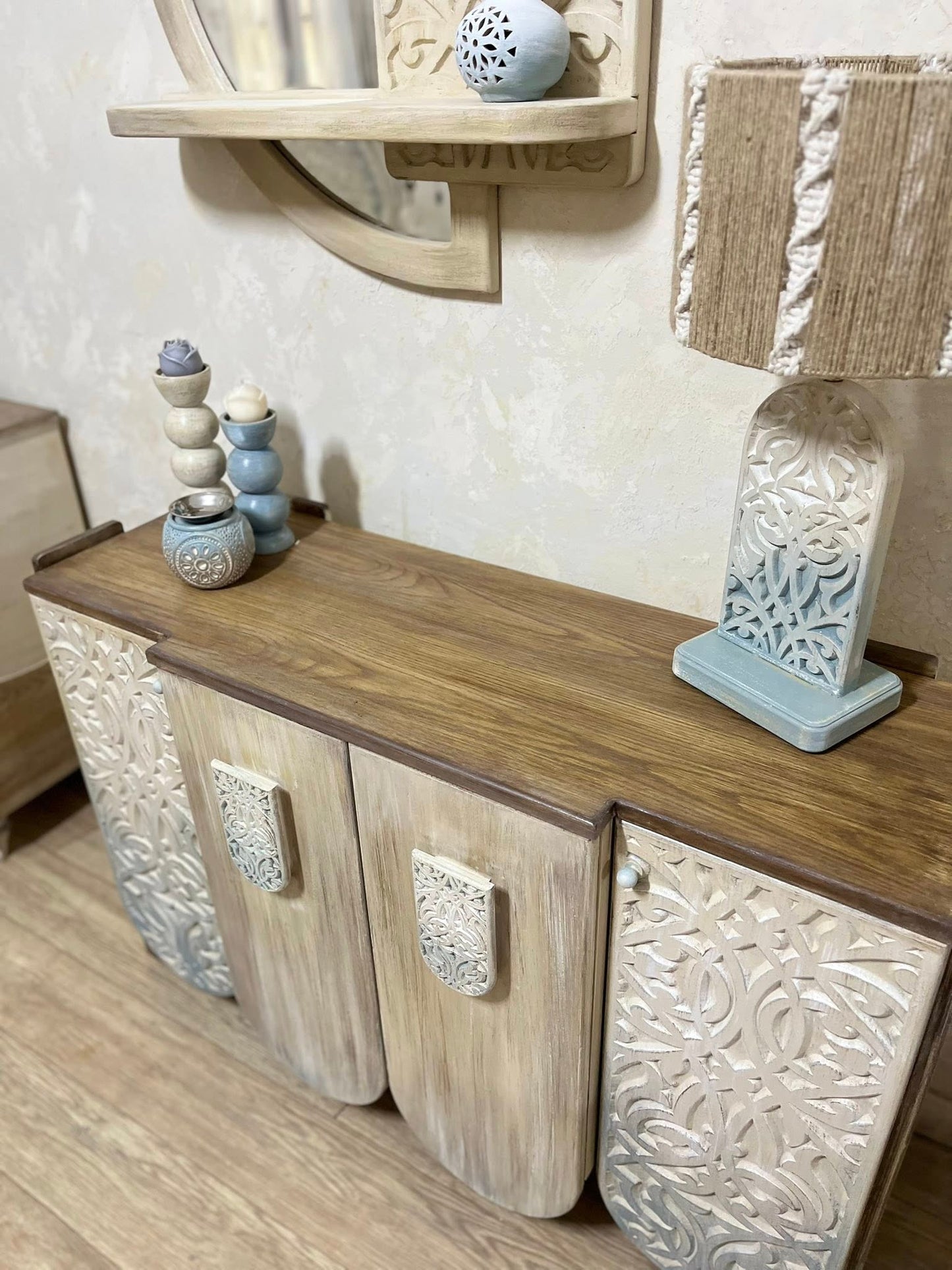 Elegant Storage Cabinet with Mirror