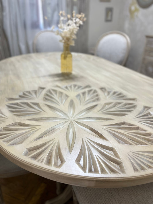 Classic Carved Top Dining Set with Chairs