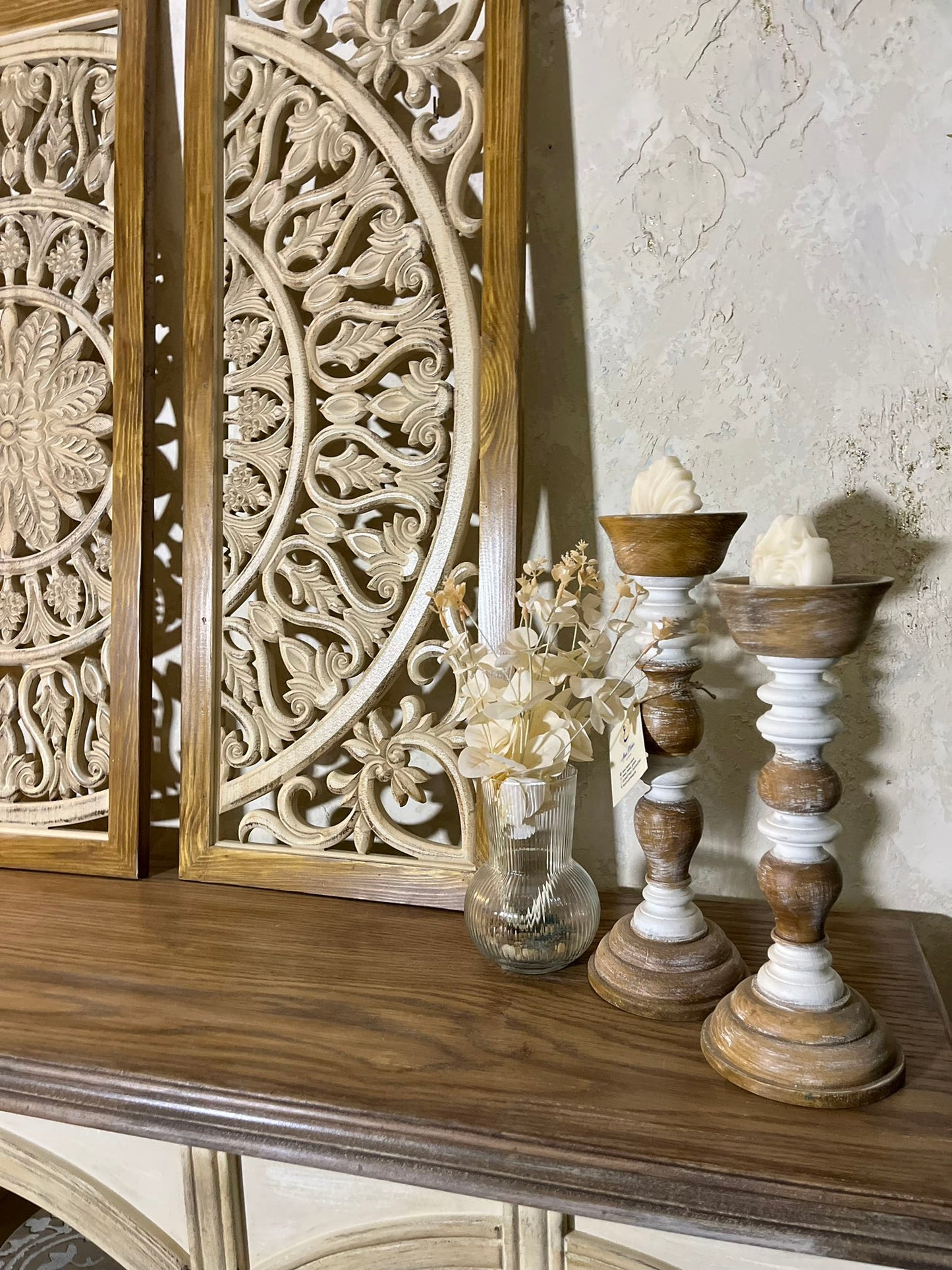 Carved Wooden Wall Art – 3-Pieces Design