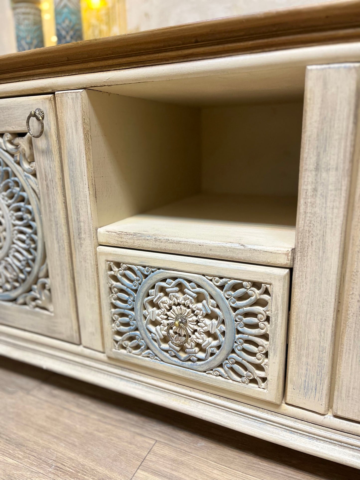 Carved Wooden TV Unit