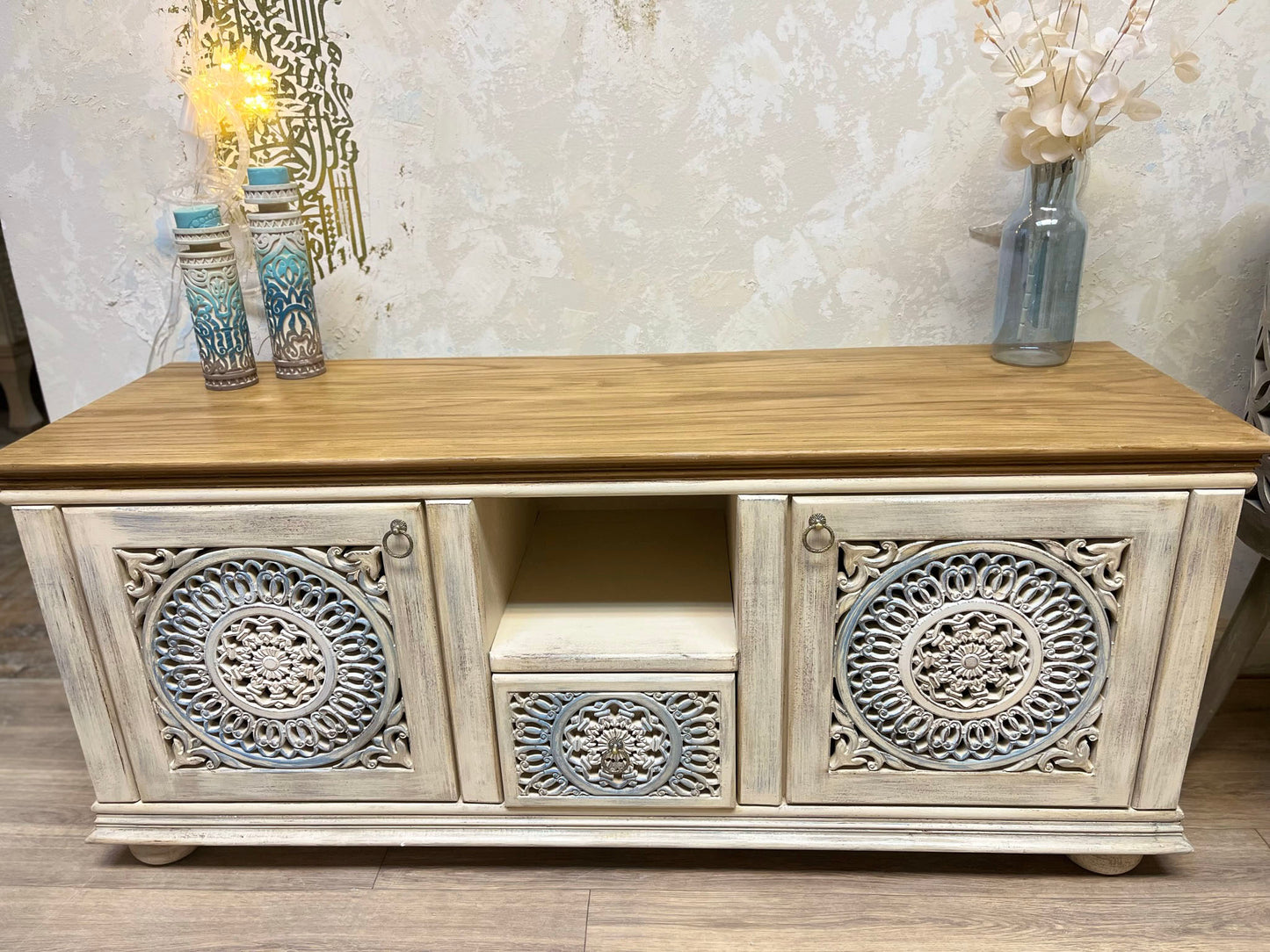 Carved Wooden TV Unit