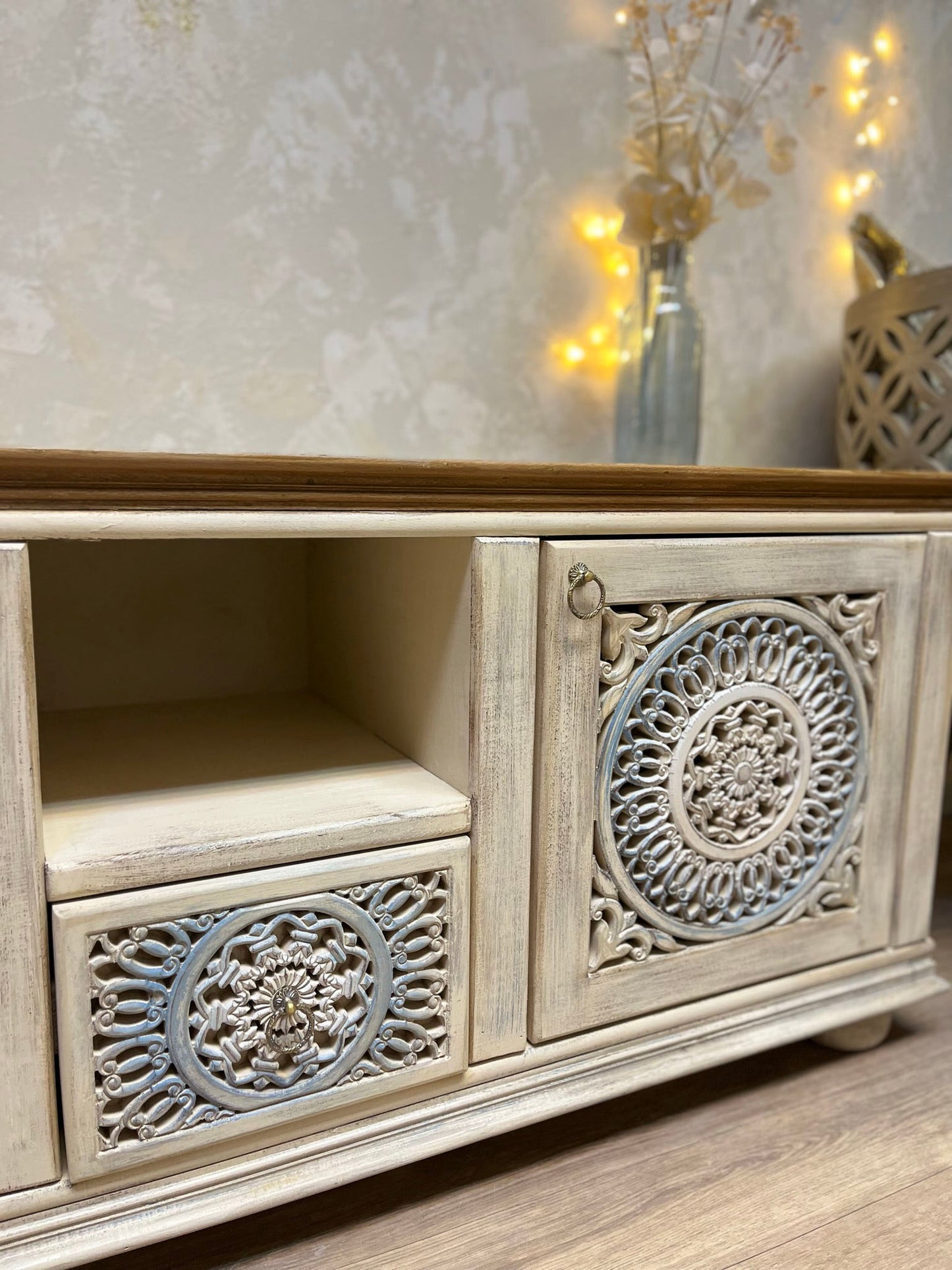 Carved Wooden TV Unit