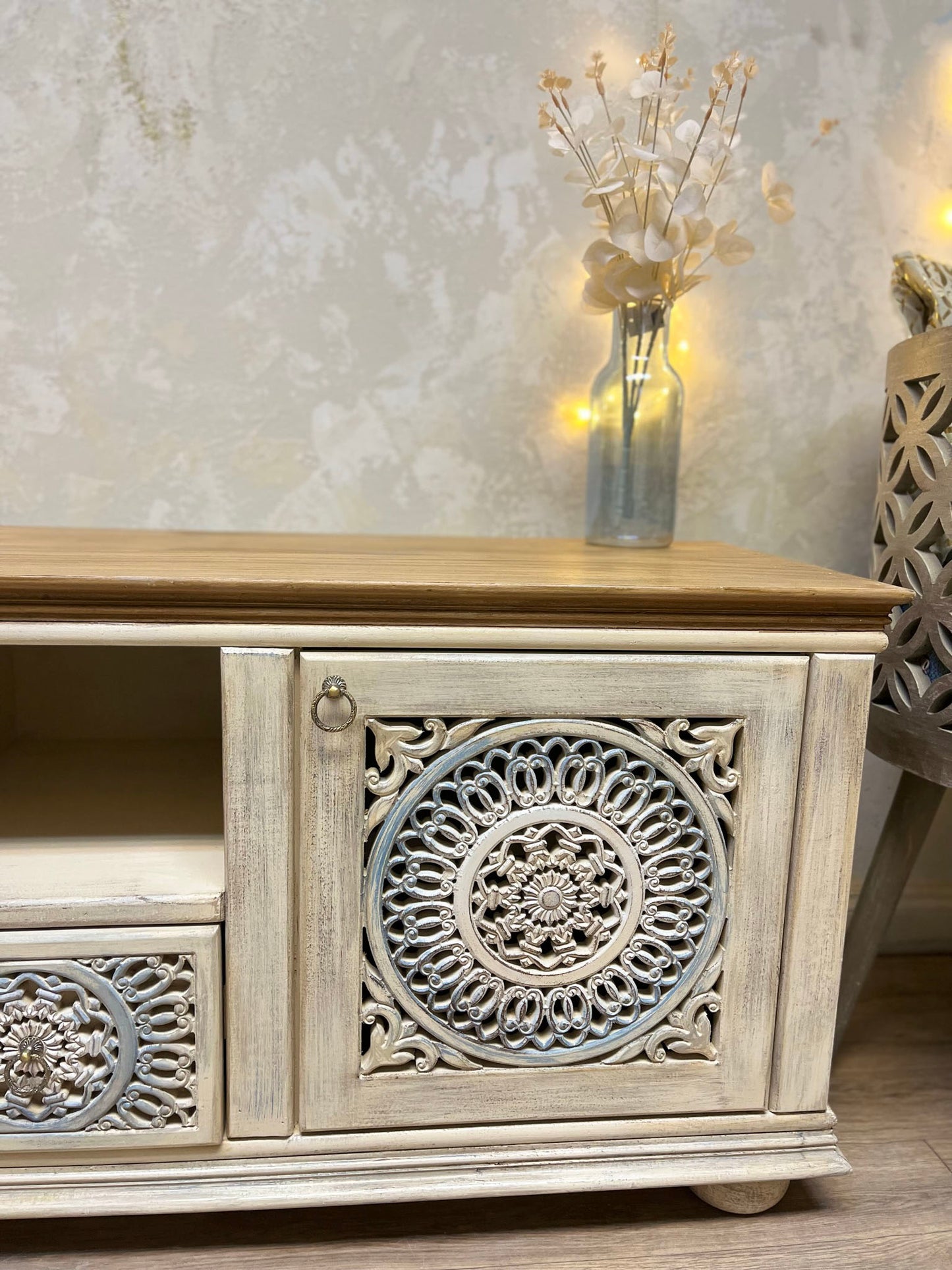 Carved Wooden TV Unit