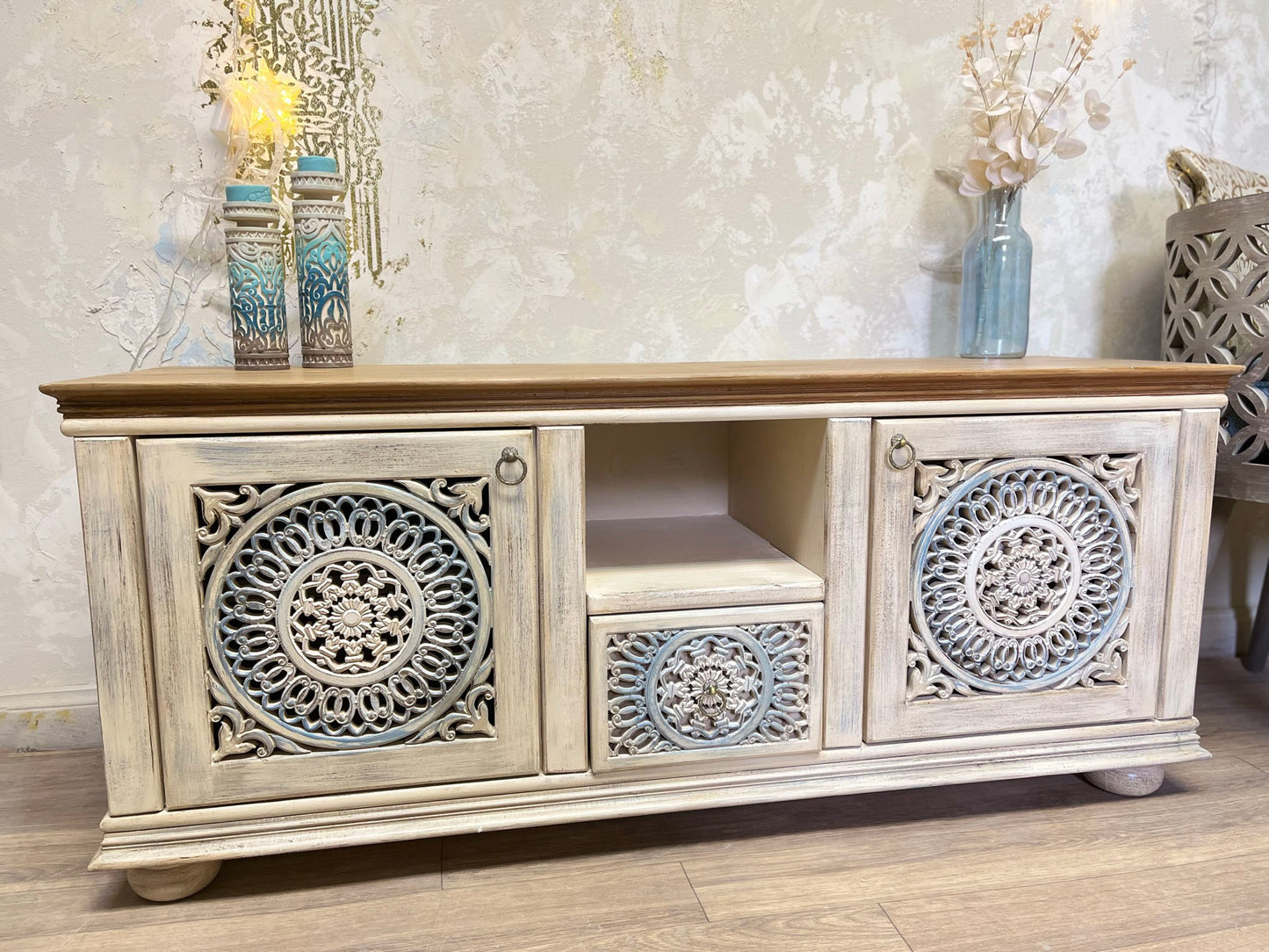 Carved Wooden TV Unit