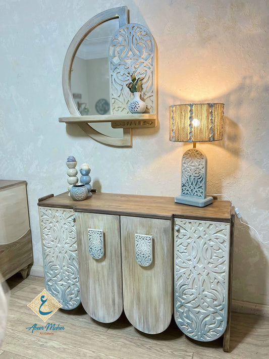 Elegant Storage Cabinet with Mirror