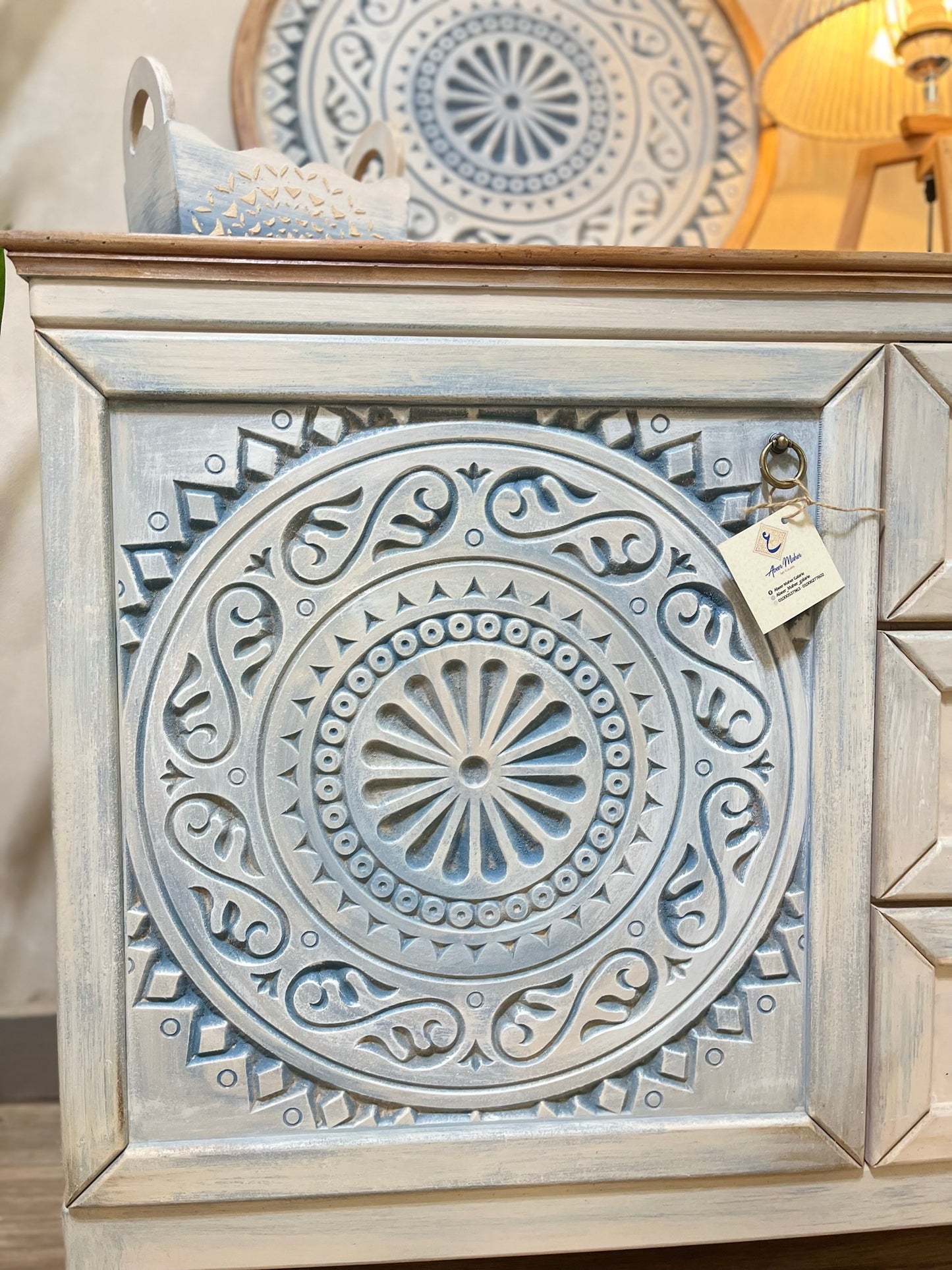 Multi-Purpose Cabinet with Decorative Wall Art