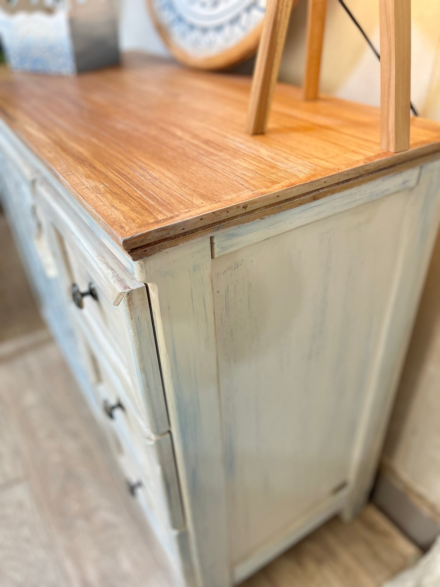 Multi-Purpose Cabinet with Decorative Wall Art