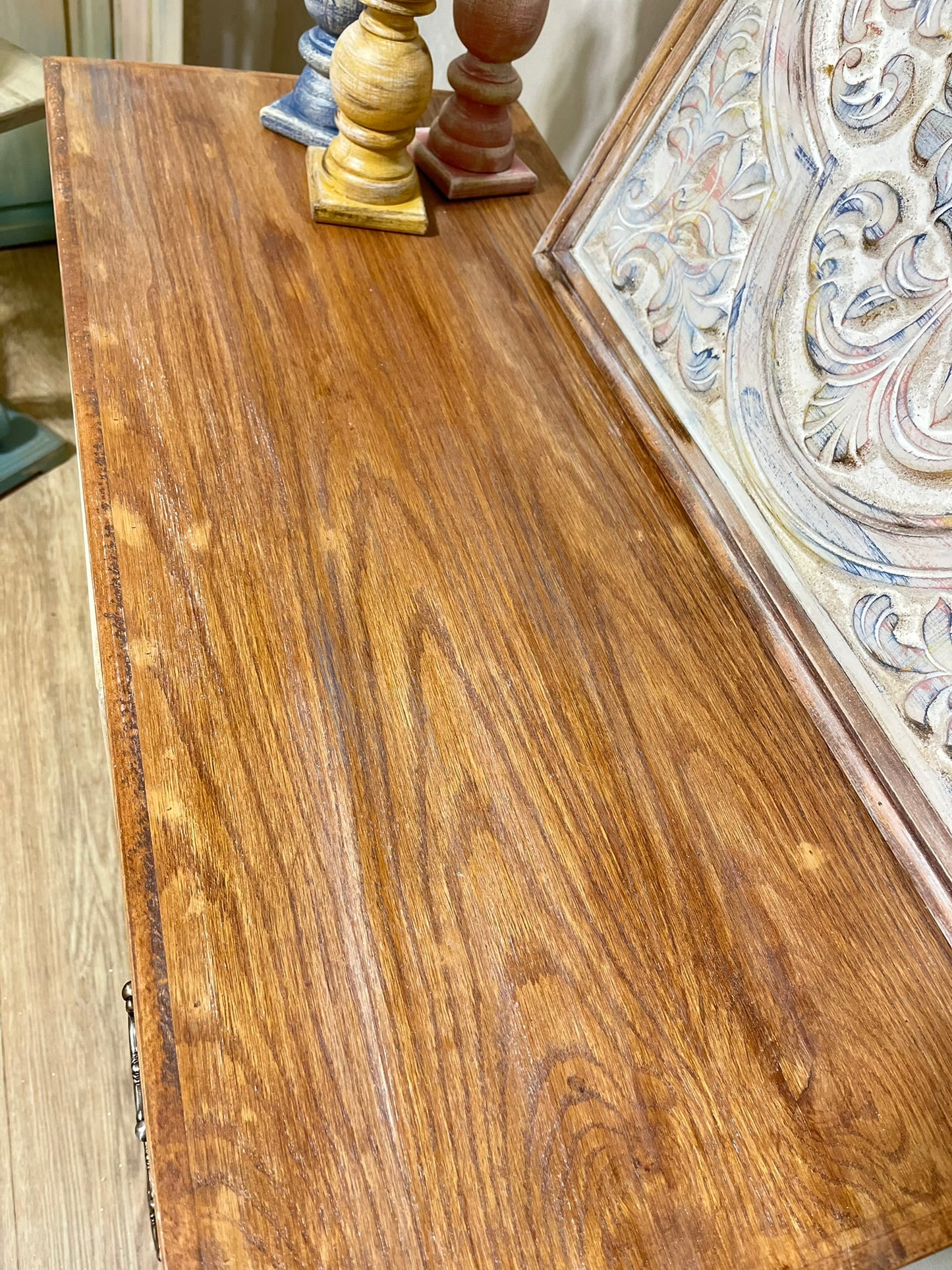 Multi-Purpose Cabinet with Decorative Wall Art