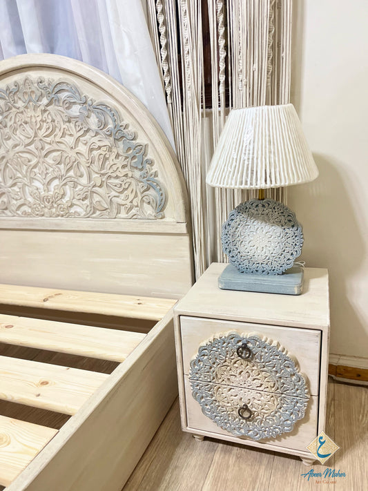 Arabic Bed with Matching Carved Nightstands