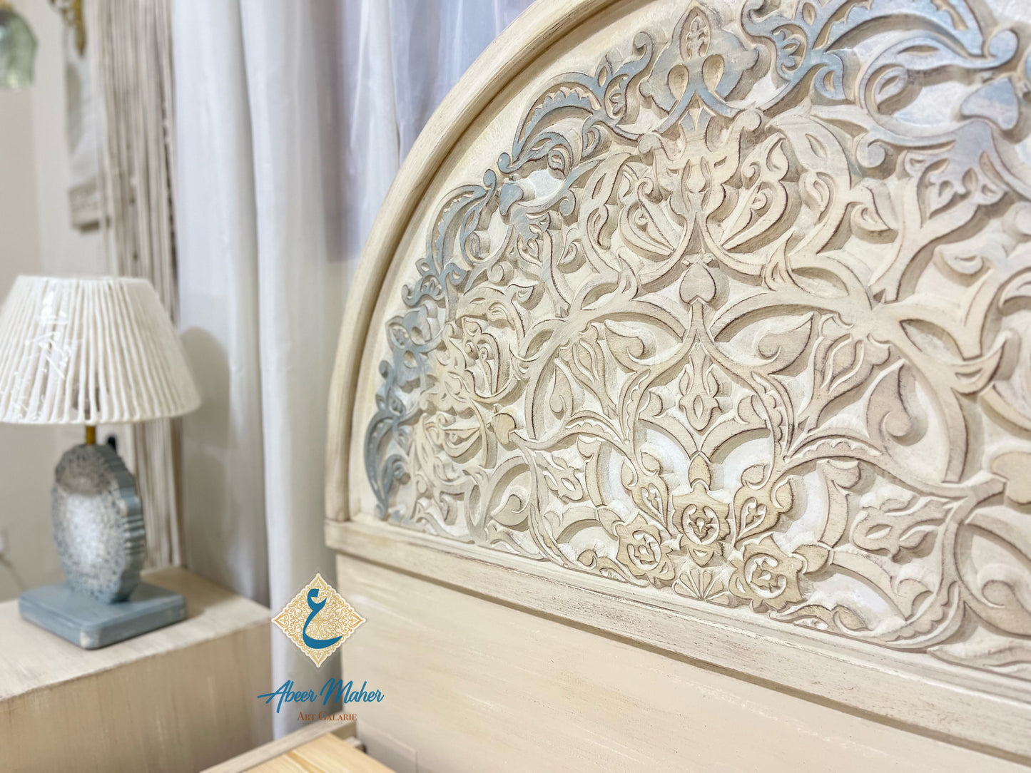 Arabic Bed with Matching Carved Nightstands