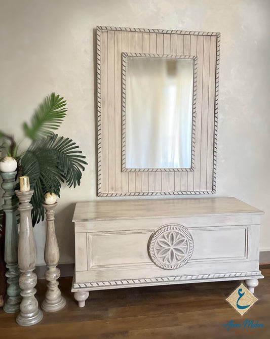 Elegant Storage Chest with Matching Mirror