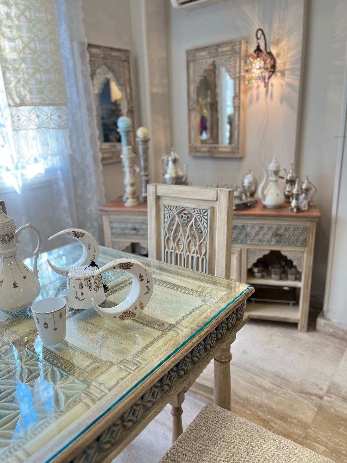 Elegant Dining Set with Buffet & Mirrors