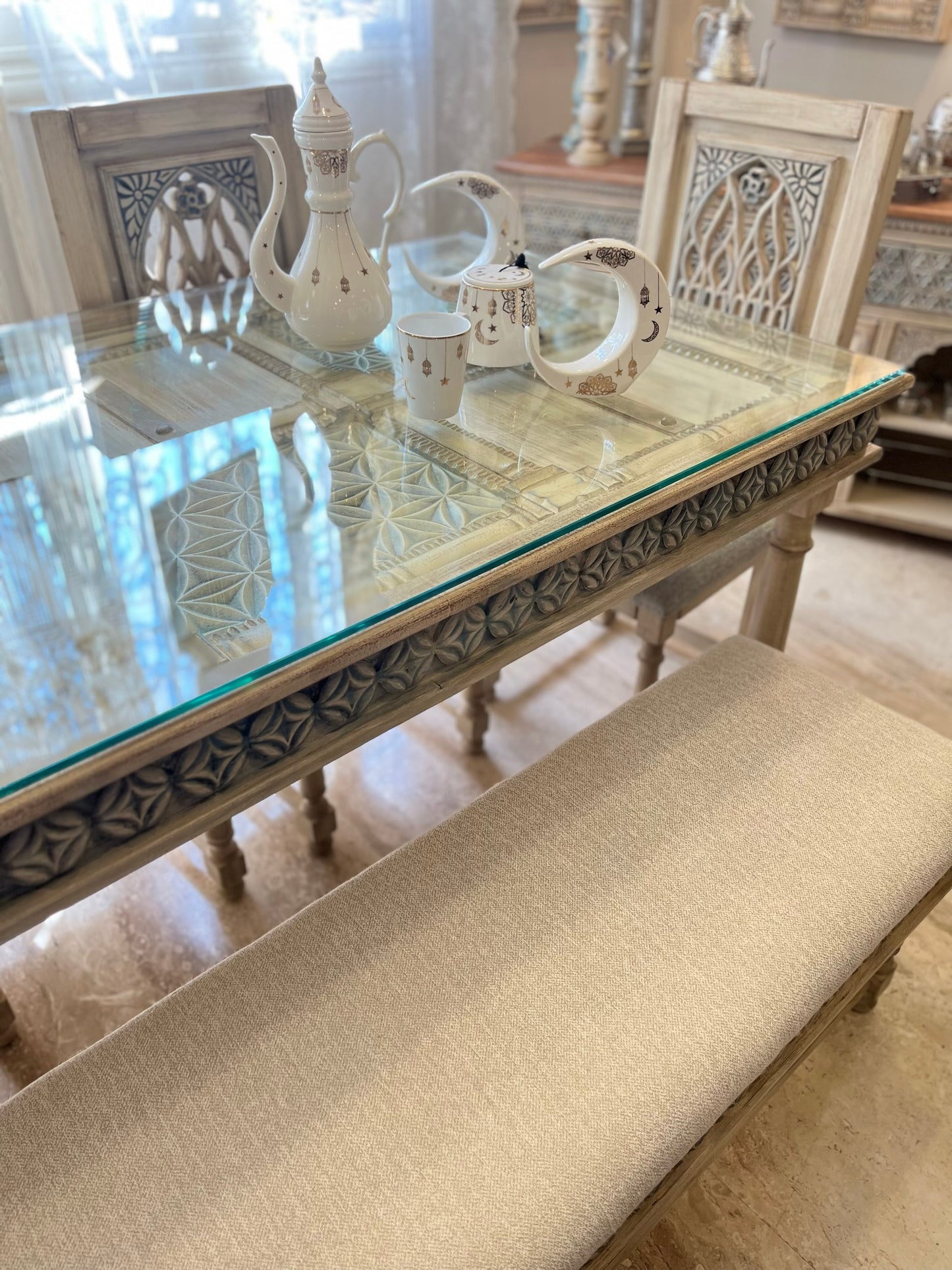 Elegant Dining Set with Buffet & Mirrors