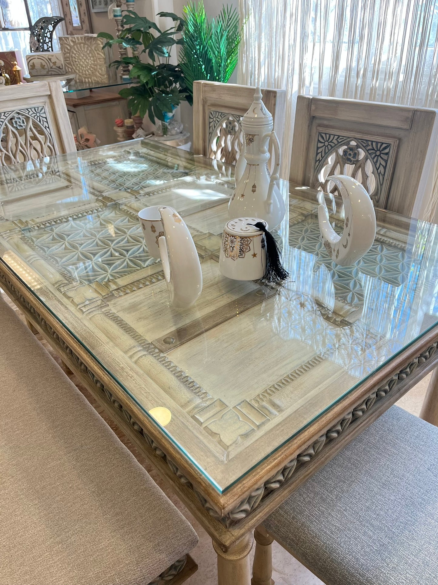 Elegant Dining Set with Buffet & Mirrors