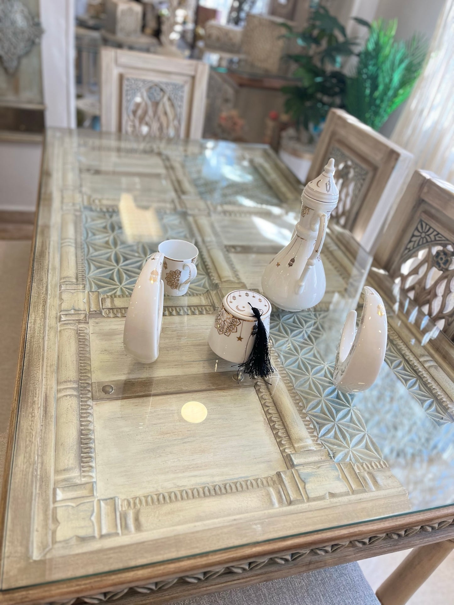 Elegant Dining Set with Buffet & Mirrors