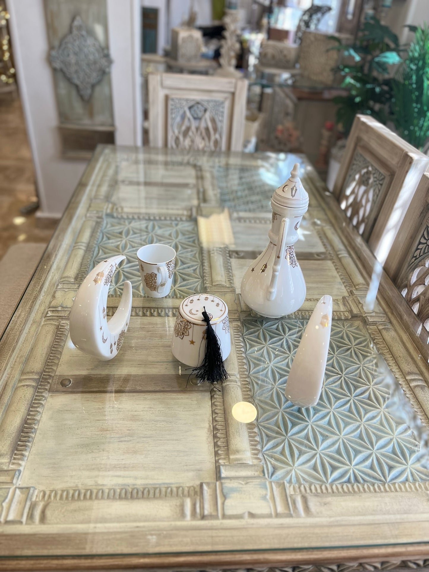 Elegant Dining Set with Buffet & Mirrors