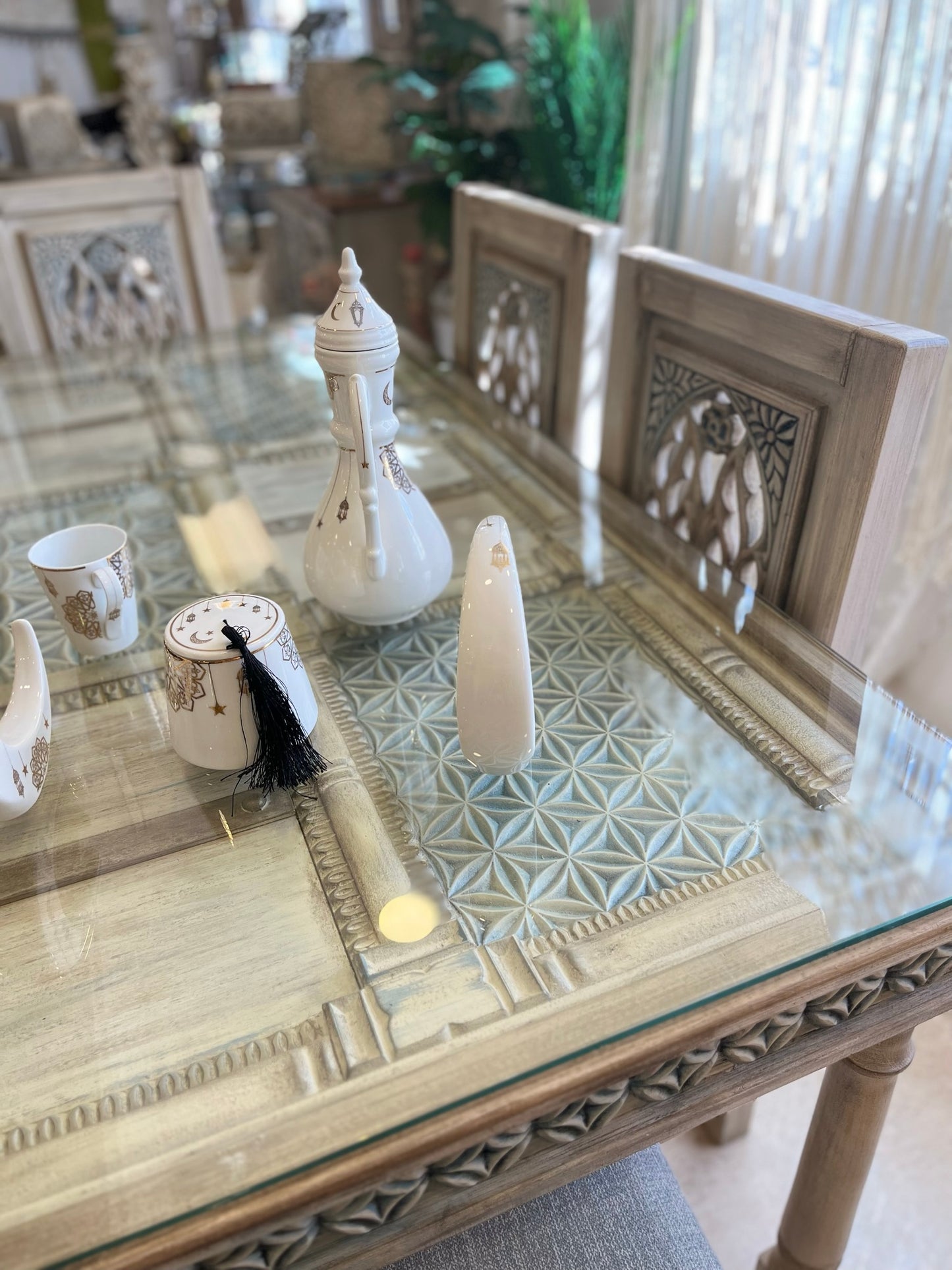 Elegant Dining Set with Buffet & Mirrors