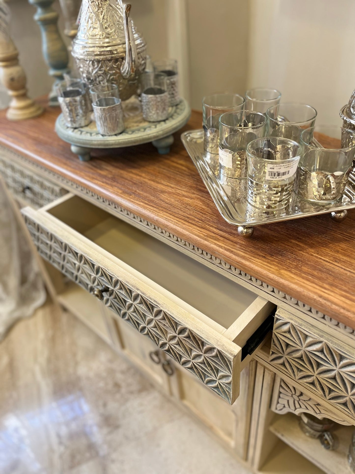 Elegant Dining Set with Buffet & Mirrors